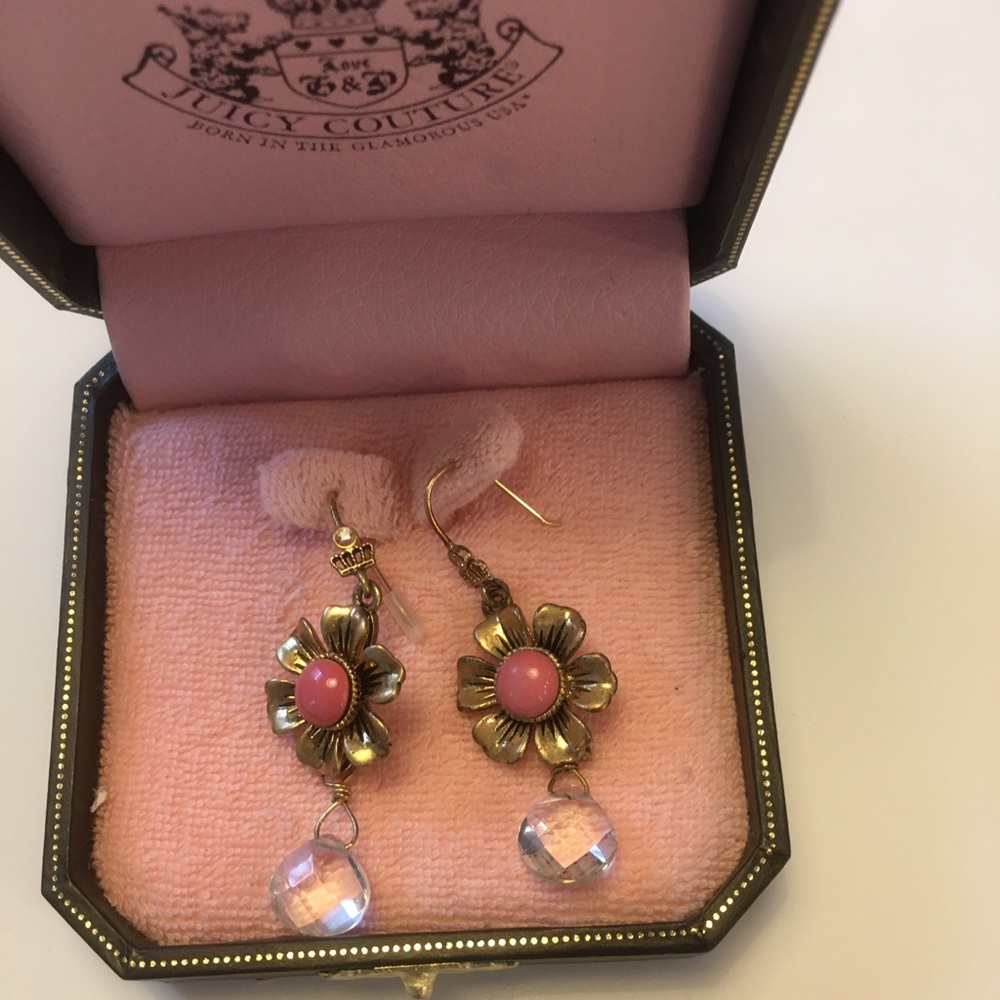 Juicy Couture coral flower drop earrings